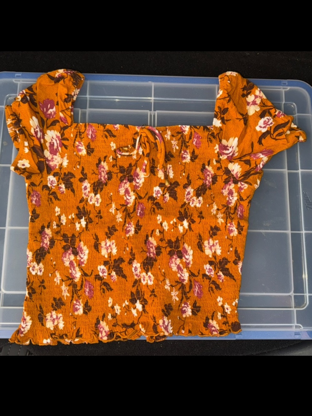 ONLY Smocked Ditsy Floral Milkmaid Crop Top in size 34